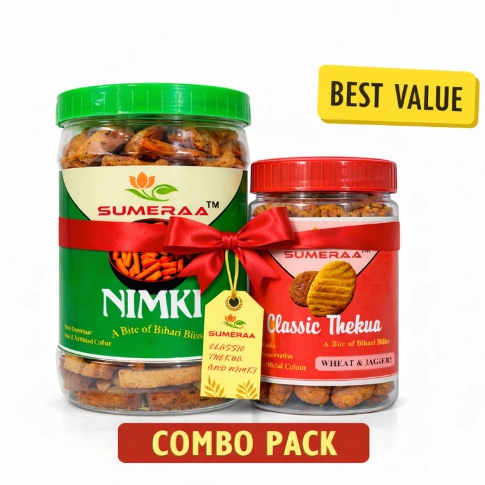 SUMERAA Nimki & Classic Thekua Combo Pack | Best Value Traditional Snack Combo (400g+250g)