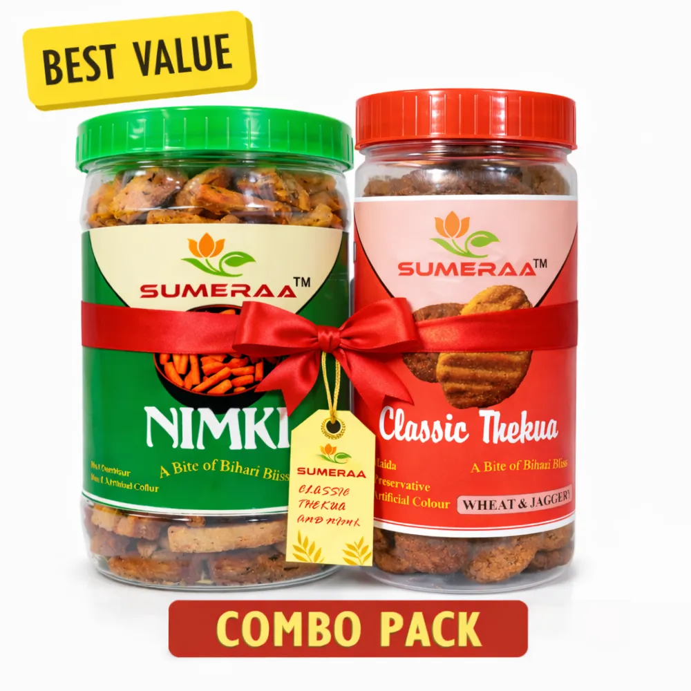 SUMERAA Nimki & Classic Thekua Combo Pack | Best Value Traditional Snack Combo (400g+400g)