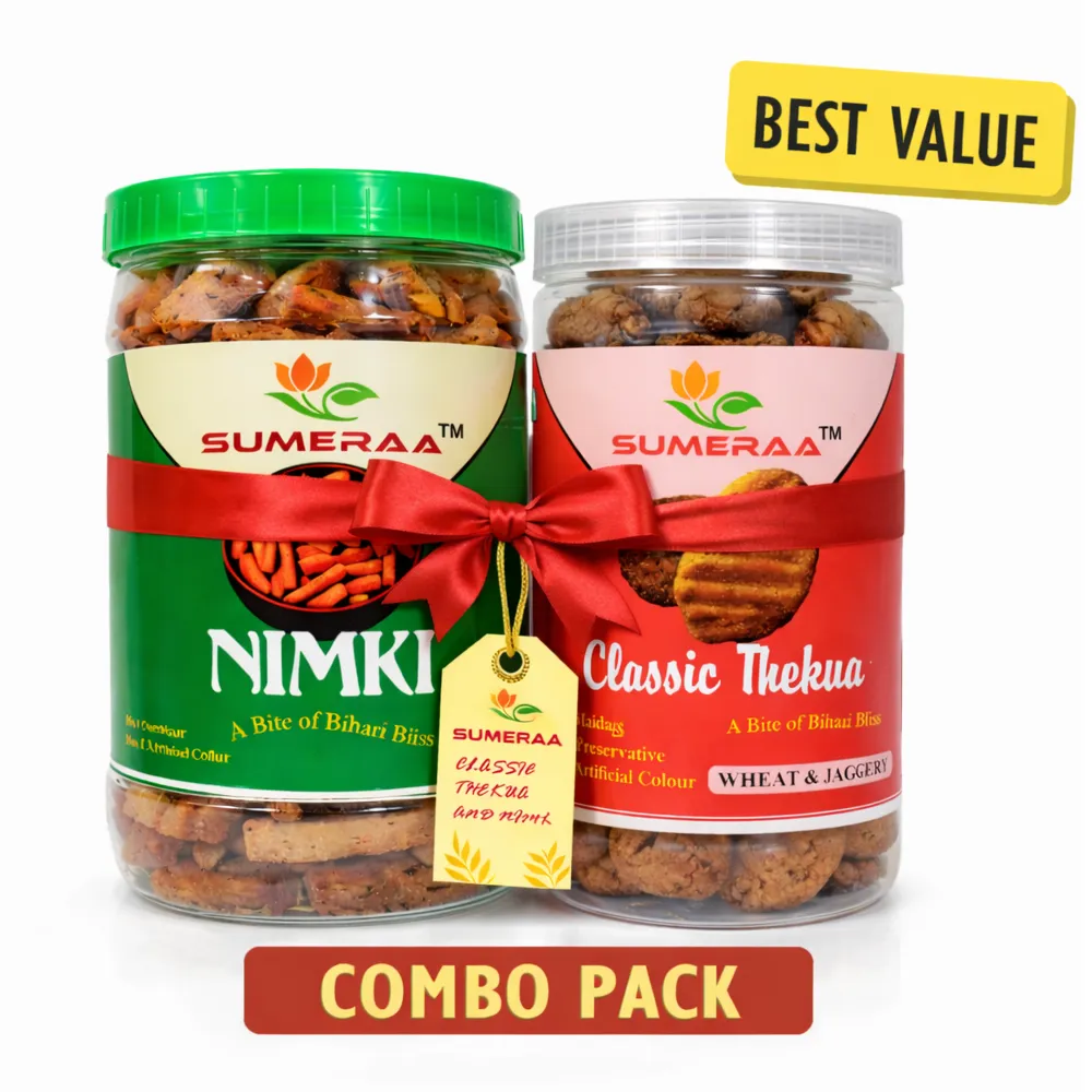 SUMERAA Nimki & Classic Thekua Combo Pack | Best Value Traditional Snack Combo (400g+600g)